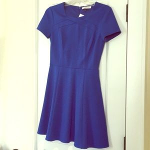 Halston Heritage Fit & Flare Dress Blue